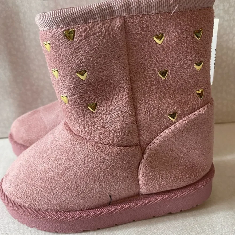 OLIVIA MILLER Toddler Girls OMG Heart Stud Pink Boots